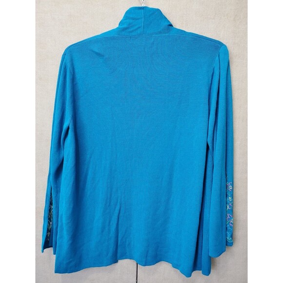 Silk Assets Diane von Furstenberg Silk Embroidered Floral Open Front Cardigan L - Picture 7 of 8